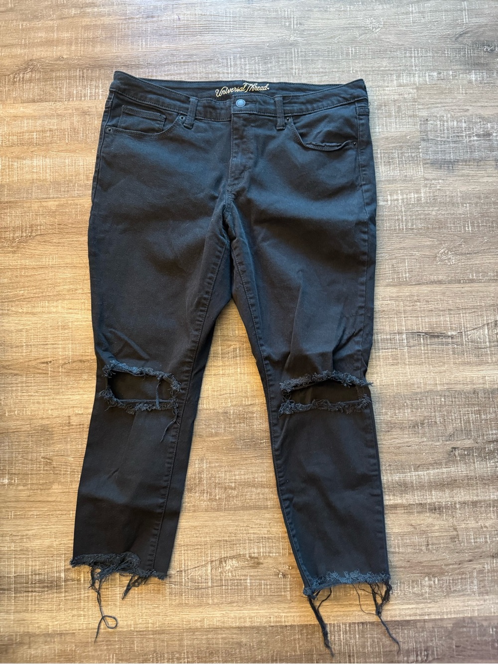 Universal Thread Distressed Mid-Rise Skinny Black Jeans